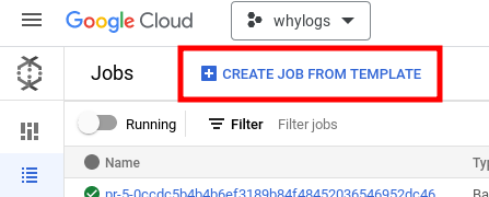 Create job from template option