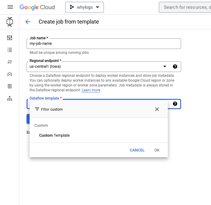 Create job from template option