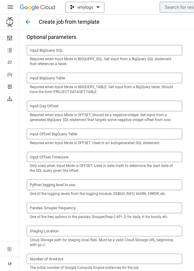Create job from template option