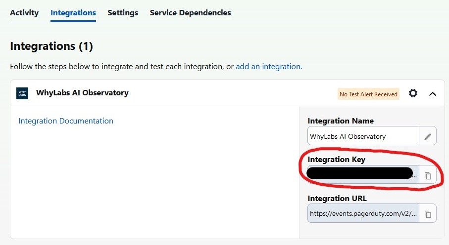 WhyLabs integration key
