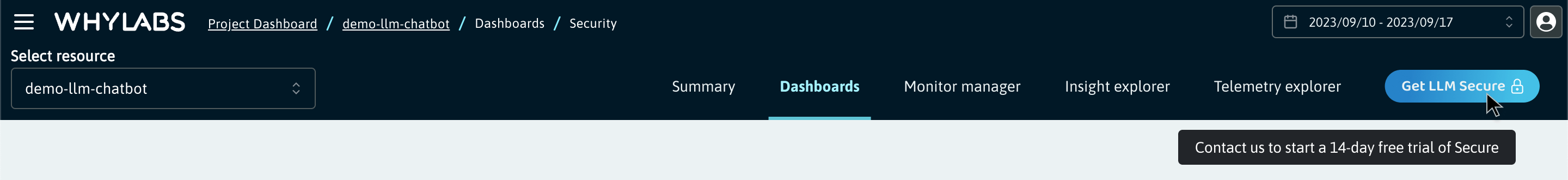 Requires WhyLabs Secure trial
